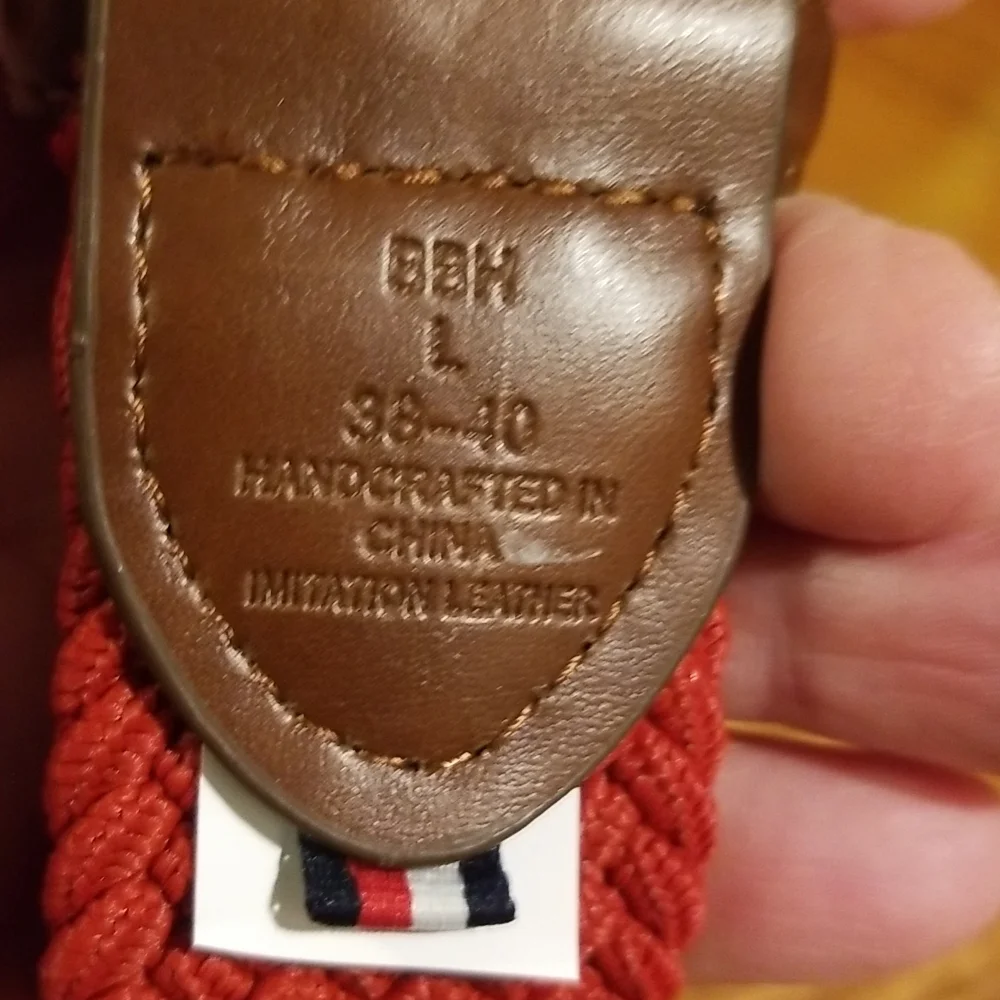 Tommy Hilfiger RED Braided Stretch Belt, Size large, worn 1x unisex